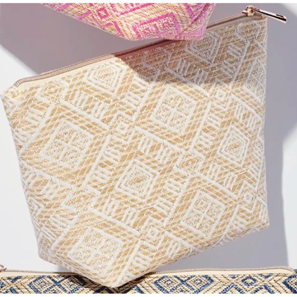 Sephora Handbags - 🌷New🌷Stephanie Johnson Laura Spacious Trapezoid Makeup Bag in White and Beige